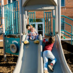 Preschool playground, slides