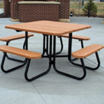 Square picnic table made from recycled plastic