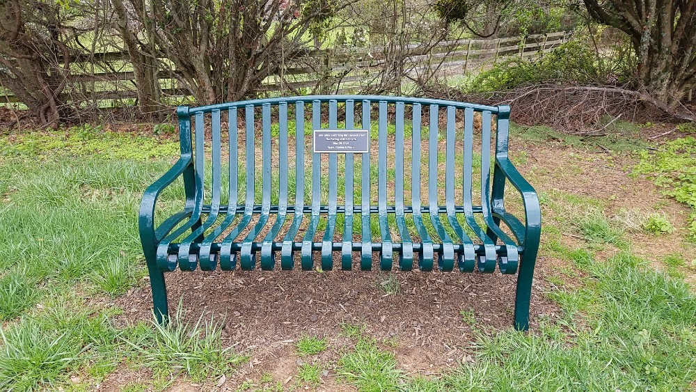 Memorial bench, Bench, plaque