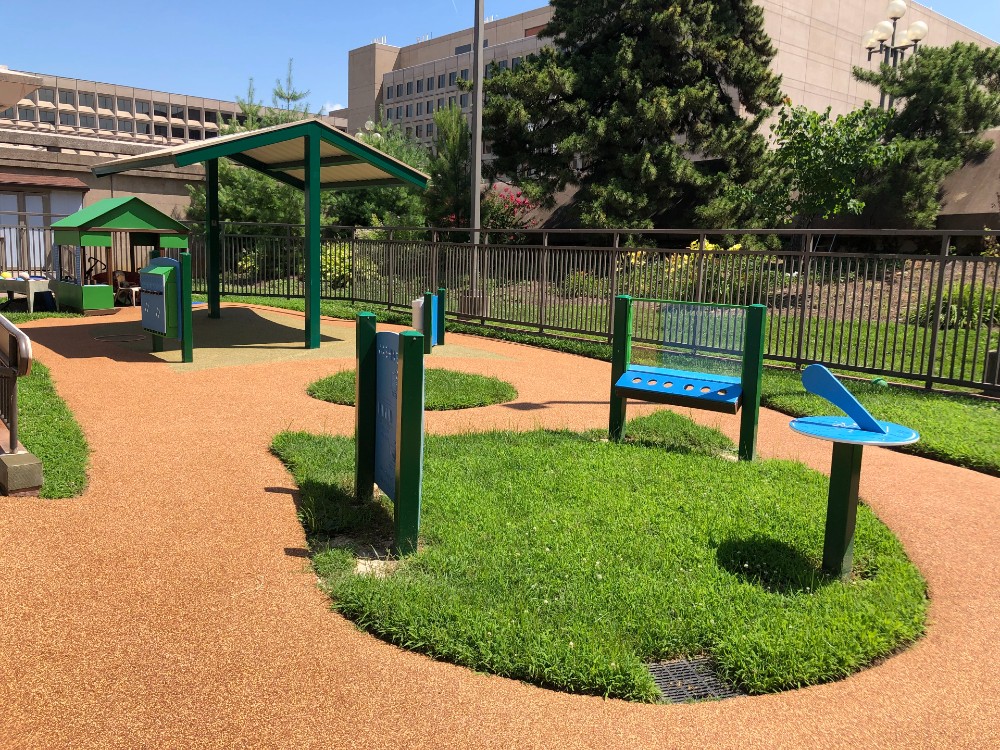 play equipment, playground, shaded areas, play panels
