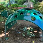 Wharton Garden, outdoor musical instruments, climbing turtle